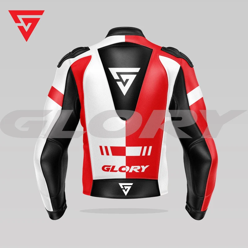Glory Helix R3 Motorcycle Jacket (Red/White) Back 3D Glory Helix R3 Motorcycle Jacket (Red/White) Back 3D
