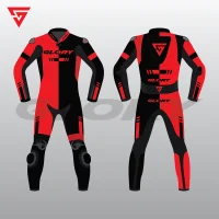 Glory Helix R3 Motorcycle Suit (Red/Black) Front & Back 2D