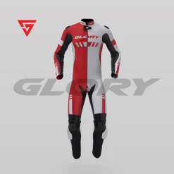 Glory Helix R3 Motorcycle Suit (Red/White) Front 3D