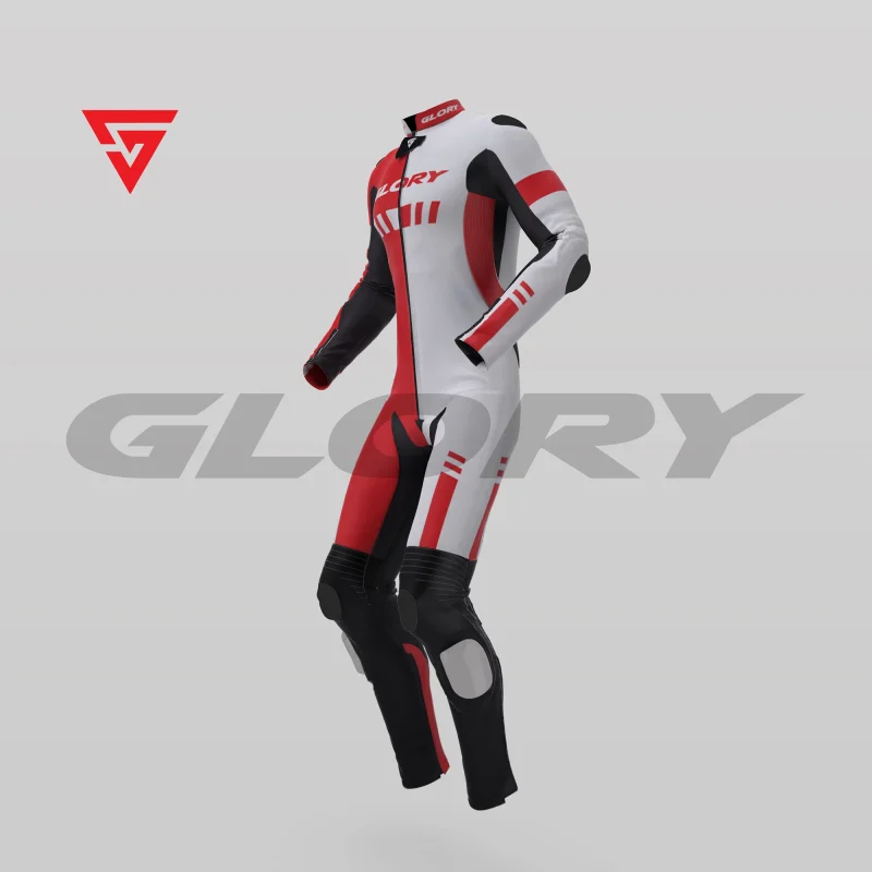 Glory Helix R3 Motorcycle Suit (Red/White) Side 3D Glory Helix R3 Motorcycle Suit (Red/White) Side 3D