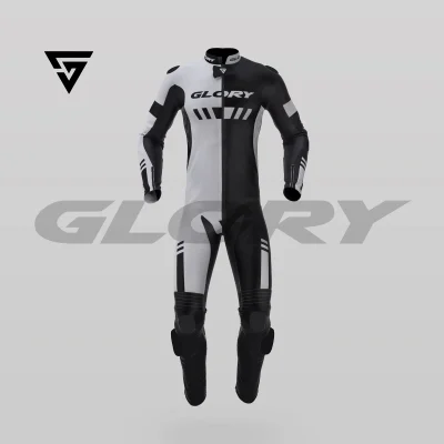 Glory Helix R3 Motorcycle Suit (White/Black) Front 3D