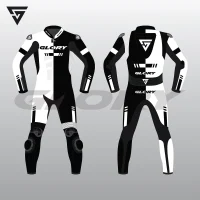 Glory Helix R3 Motorcycle Suit (White/Black) Front & Back 2D