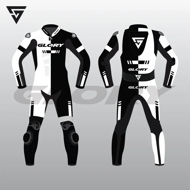 Glory Helix R3 Motorcycle Suit (White/Black) Front & Back 2D Glory Helix R3 Motorcycle Suit (White/Black) Front & Back 2D