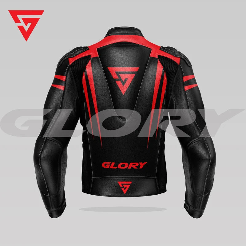 Glory Spider Leather Race Jacket (Black/Red) Back 3D Glory Spider Leather Race Jacket (Black/Red) Back 3D