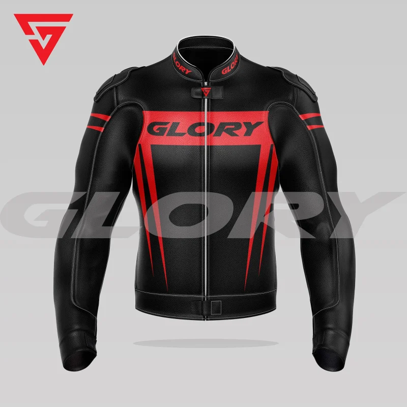 Glory Spider Leather Race Jacket (Black/Red) Front 3D