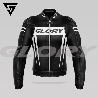 Glory Spider Leather Race Jacket (Black/White) Front 3D