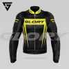 Glory Spider Leather Race Jacket (Black/Yellow-Fluo) Front 3D