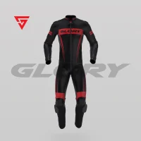 Glory Spider Leather Race Suit (Black/Red) Front 3D