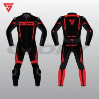 Glory Spider Leather Race Suit (Black/Red) Front & Back 2D