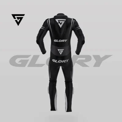 Glory Spider Leather Race Suit (Black/White) Back 3D