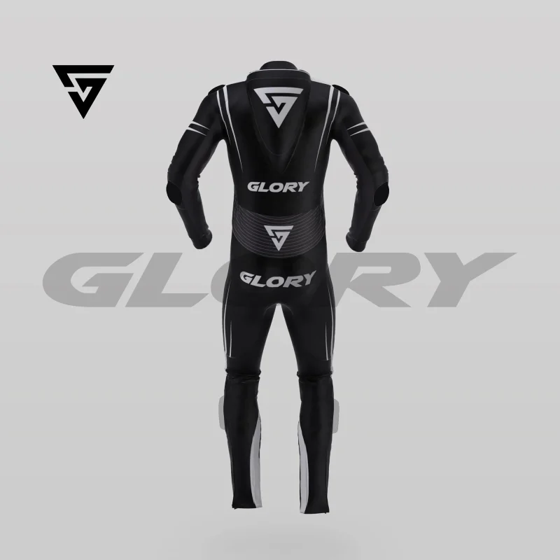 Glory Spider Leather Race Suit (Black/White) Back 3D Glory Spider Leather Race Suit (Black/White) Back 3D
