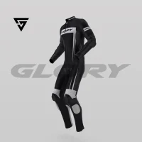 Glory Spider Leather Race Suit (Black/White) Side 3D