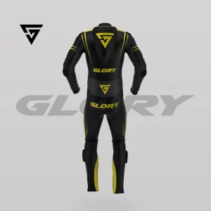 Glory Spider Leather Race Suit (Black/Yellow-Fluo) Back 3D