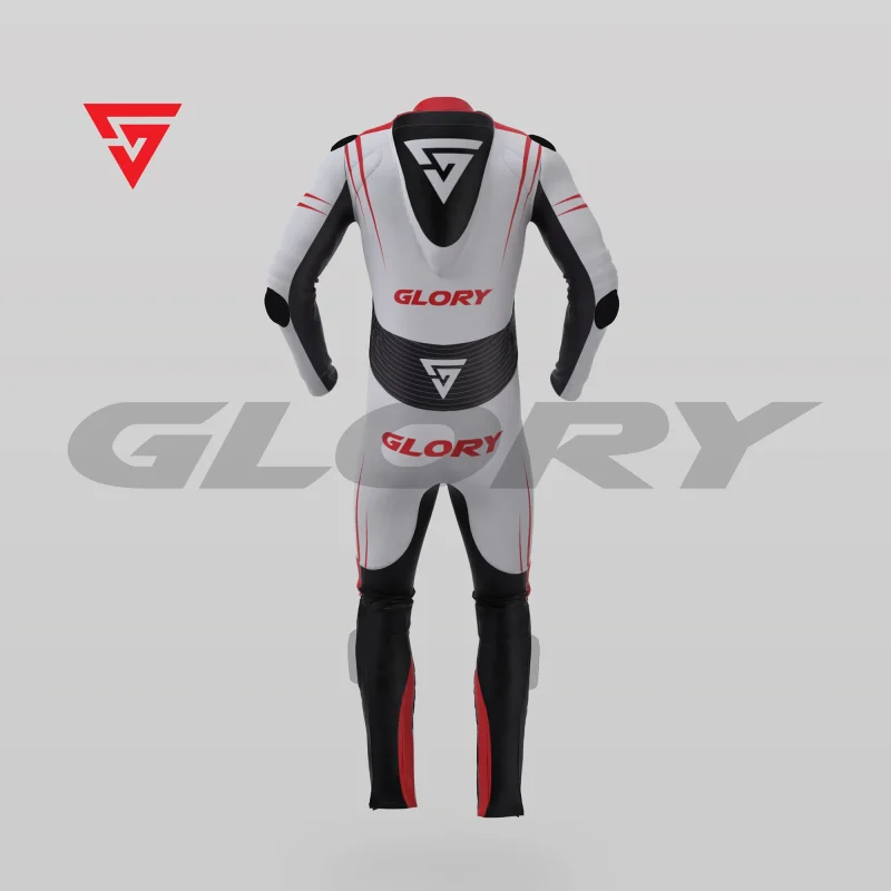 Glory Spider Leather Race Suit (White/Black/Red) Back 3D Glory Spider Leather Race Suit (White/Black/Red) Back 3D