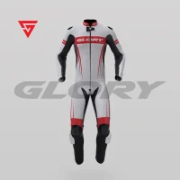 Glory Spider Leather Race Suit (White/Black/Red) Front 3D