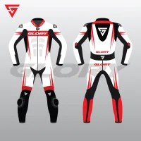 Glory Spider Leather Race Suit (White/Black/Red) Front & Back 2D