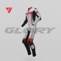 Glory Spider Leather Race Suit (White/Black/Red) Side 3D