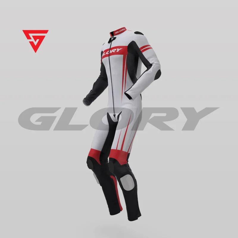 Glory Spider Leather Race Suit (White/Black/Red) Side 3D Glory Spider Leather Race Suit (White/Black/Red) Side 3D