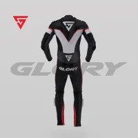 Glory Falcon Y4 Leather Motorcycle Suit (Black/White/Red) Back 3D